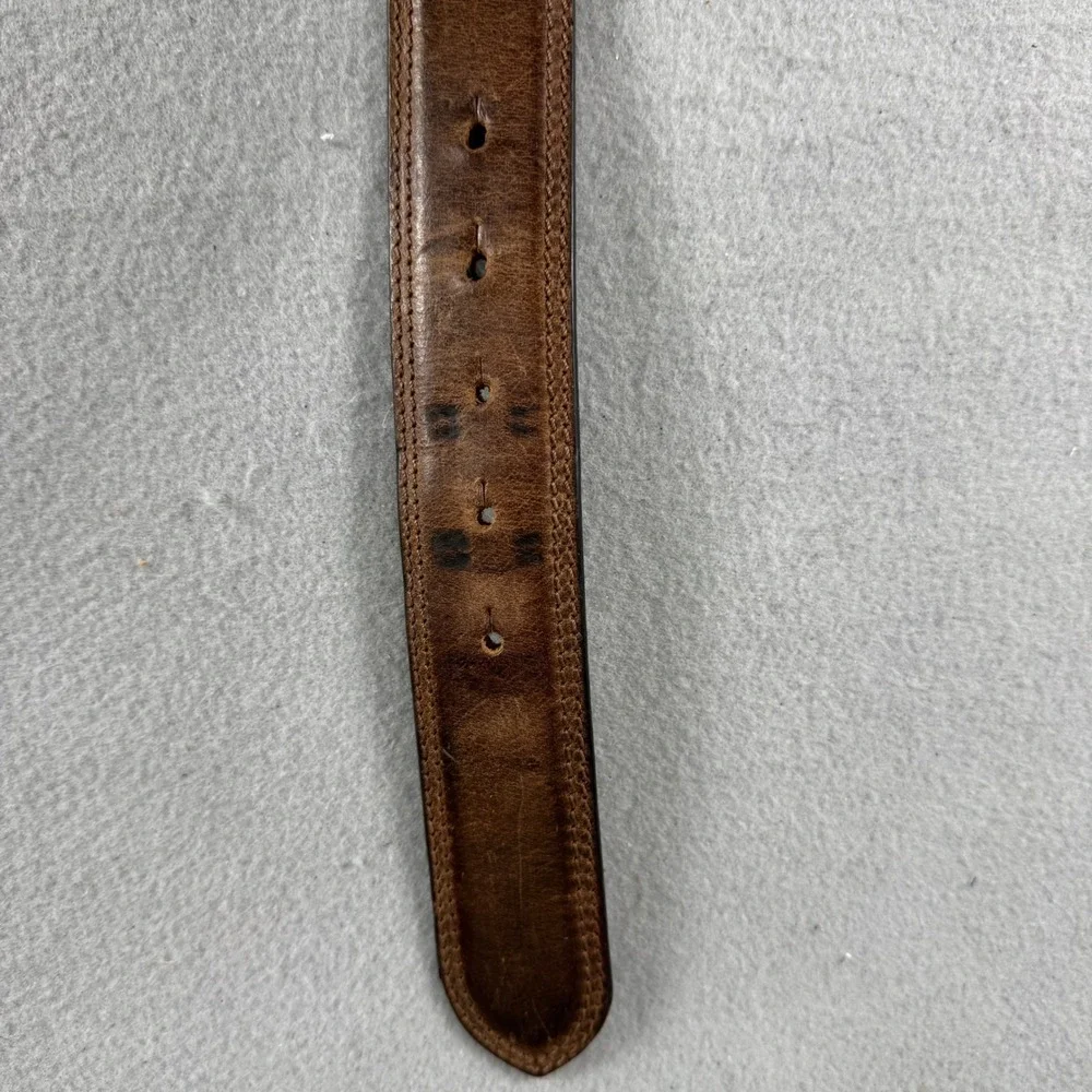 Cody James Mens 32 Brown Leather Belt American Flag Buckle Distressed Western